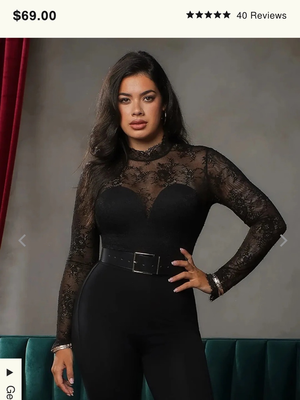 Shapewear Mock Neck Long Sleeve Floral Lace Bodysuit